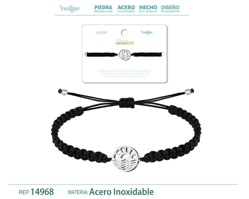 [14968] Pulsera de hilo destino con amanecer acero plateado - Joyería que trae nuevos comienzos