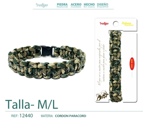 [12440] Pulsera paracord trenzado talla M,L - Accesorios que se adaptan a todos