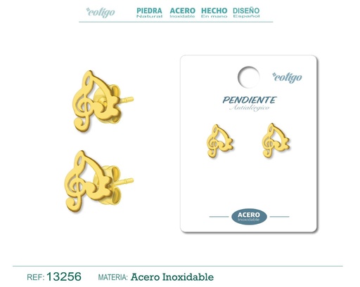 [13256] Pendiente acero inoxidable color dorado - Joyería de acero inoxidable