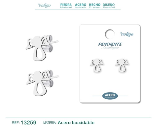 [13259] Pendiente acero inoxidable color plateado - Joyería de acero inoxidable