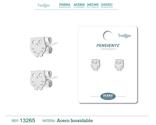 [13265] Pendiente acero inoxidable color plateado - Joyería de acero inoxidable
