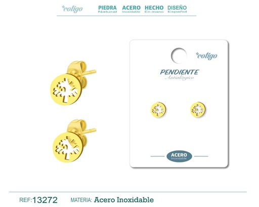 [13272] Pendiente acero inoxidable color dorado - Joyería de acero inoxidable