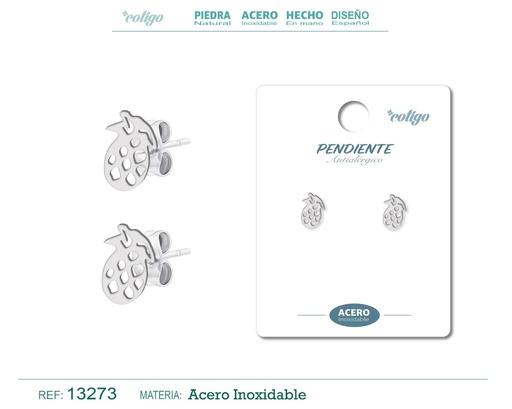 [13273] Pendiente acero inoxidable color plateado - Joyería de acero inoxidable