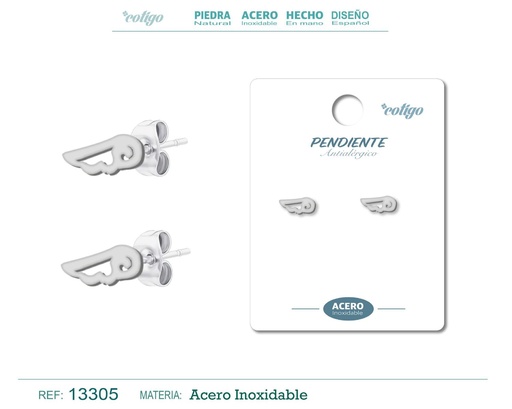 [13305] Pendiente acero inoxidable color plateado - Joyería de acero inoxidable