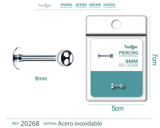 [20268] Piercing de acero antialérgico color plateado - Accesorios de joyería