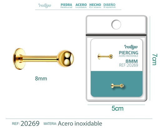 [20269] Piercing de acero antialérgico color dorado - Joyería y accesorios