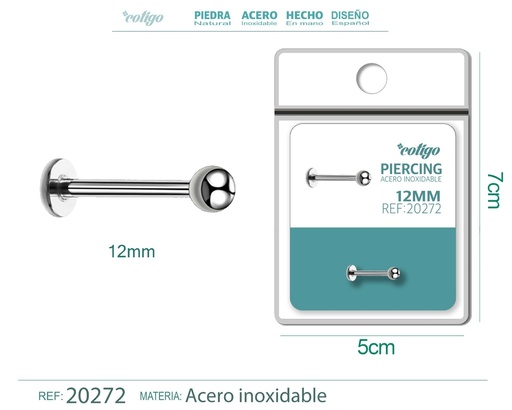 [20272] Piercing de acero antialérgico color plateado - Joyería y accesorios