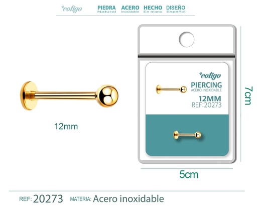 [20273] Piercing de acero antialérgico color dorado - Joyería y accesorios