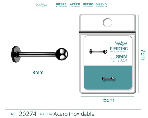[20274] Piercing de acero antialérgico color negro - Joyería y accesorios