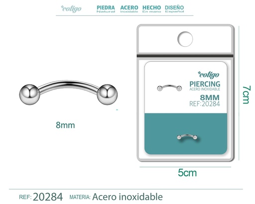[20284] Piercing de acero antialérgico color plateado - Joyería y accesorios
