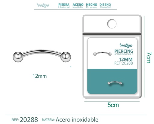 [20288] Piercing de acero antialérgico color plateado - Joyería y accesorios