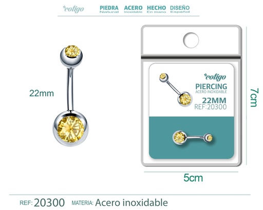 [20300] Piercing de acero antialérgico color plateado con dorado - Joyería y accesorios