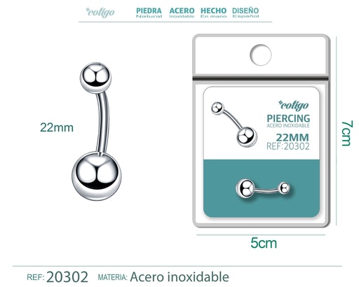 [20302] Piercing de acero antialérgico color plateado - Joyería y accesorios