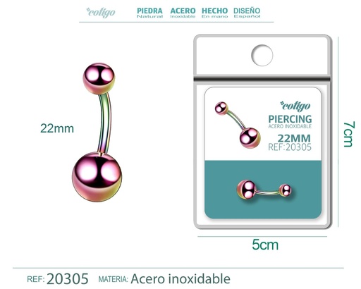[20305] Piercing de acero antialérgico color multicolor - Joyería y accesorios