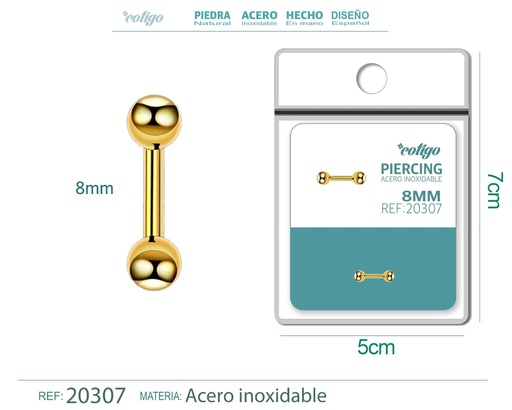 [20307] Piercing de acero antialérgico color dorado - Joyería y accesorios