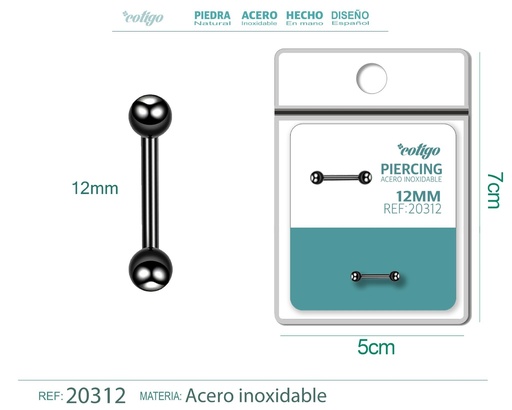 [20312] Piercing de acero antialérgico color negro - Joyería y accesorios