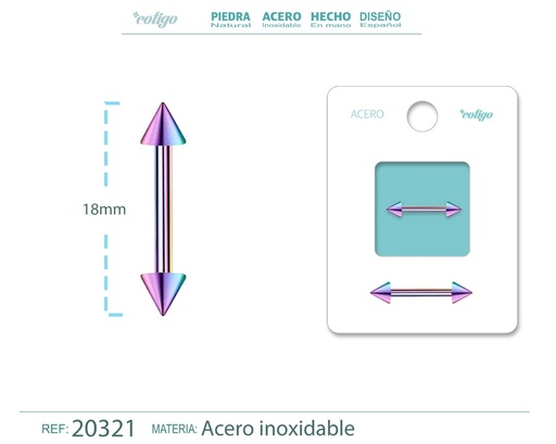 [20321] Piercing de Acero Multicolor - Pops de color