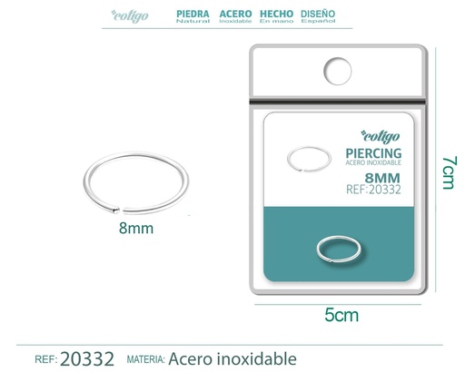 [20332] Piercing de acero antialérgico color plateado - Joyería y accesorios