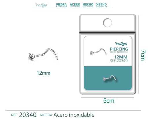 [20340] Piercing de acero antialérgico color plateado - Joyería y accesorios