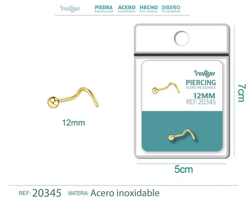 [20345] Piercing de acero antialérgico color dorado - Joyería y accesorios