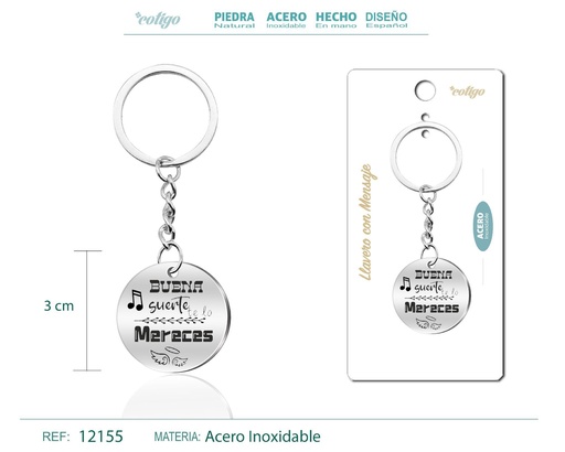 [12155] Llavero de acero con mensaje - Accesorios de regalo y personalización