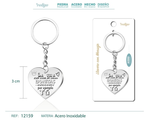 [12159] Llavero de acero con mensaje - Accesorios de regalo y personalización