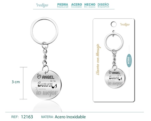 [12163] Llavero de acero con mensaje - Accesorios de regalo y personalización