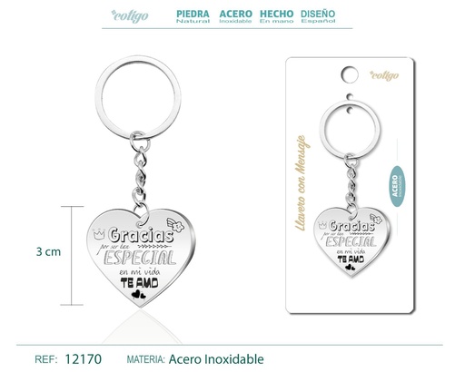 [12170] Llavero de acero con mensaje - Accesorios de regalo y personalización