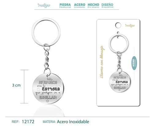 [12172] Llavero de acero con mensaje - Accesorios de regalo y personalización