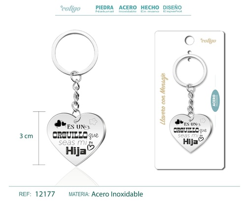 [12177] Llavero de acero con mensaje - Accesorios de regalo y personalización