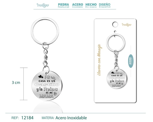 [12184] Llavero de acero con mensaje - Accesorios de regalo y personalización