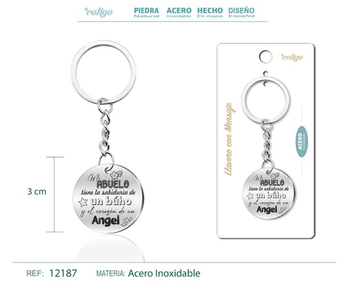 [12187] Llavero de acero con mensaje - Accesorios de regalo y personalización