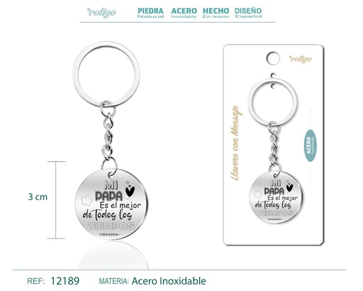 [12189] Llavero de acero con mensaje - Accesorios de regalo y personalización