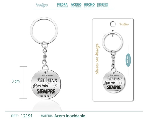 [12191] Llavero de acero con mensaje - Accesorios de regalo y personalización