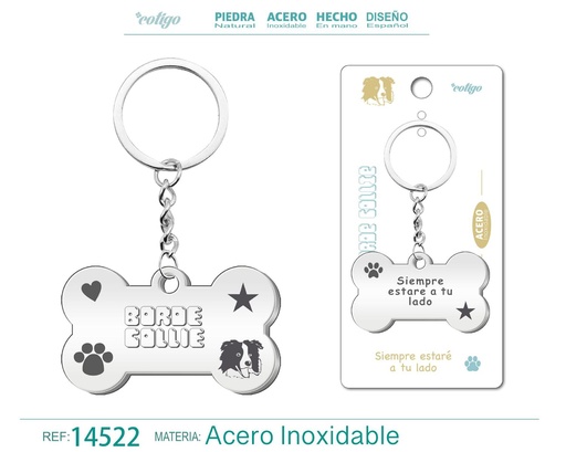 [14522] Llavero de acero con perro border collie - Accesorios de mascotas