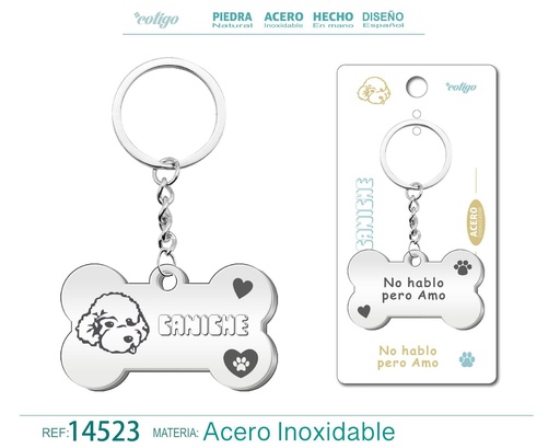 [14523] Llavero de acero con perro caniche - Accesorios de mascotas