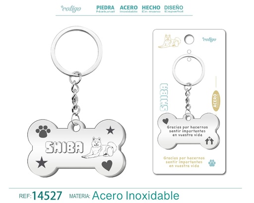[14527] Llavero de acero con perro shiba - Accesorios de mascotas