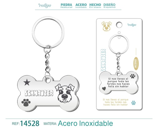 [14528] Llavero de acero con perro schnauzer - Accesorios de mascotas