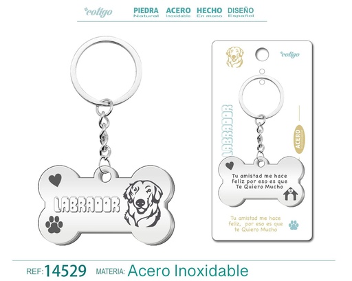 [14529] Llavero de acero con perro labrador - Accesorios de mascotas