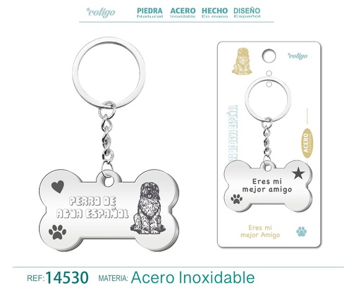 [14530] Llavero de acero con perro de agua español - Accesorios de mascotas