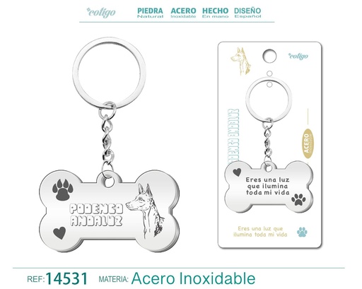[14531] Llavero de acero con perro podenco andaluz - Accesorios de mascotas