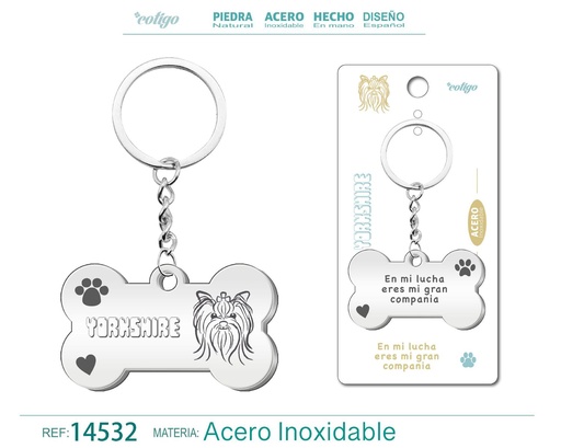 [14532] Llavero de acero con perro yorkshire - Accesorios de mascotas