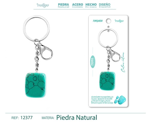 [12377] Llavero de piedra natural - Turquesa - Joyas y minerales