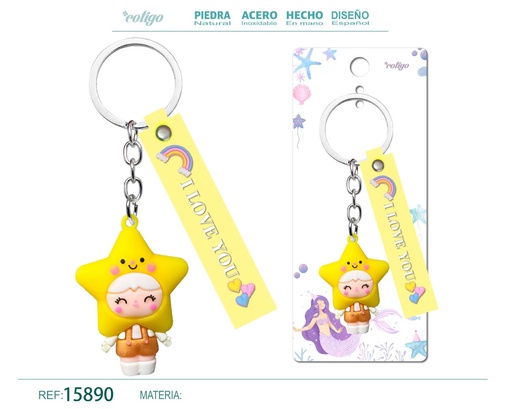 [15890] Llavero Virgen de Fátima de acero inoxidable - Accesorios religiosos y de estilo