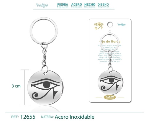 [12655] Llavero de Acero con Símbolo de Suerte Ojo de Horus - Accesorios de protección y suerte