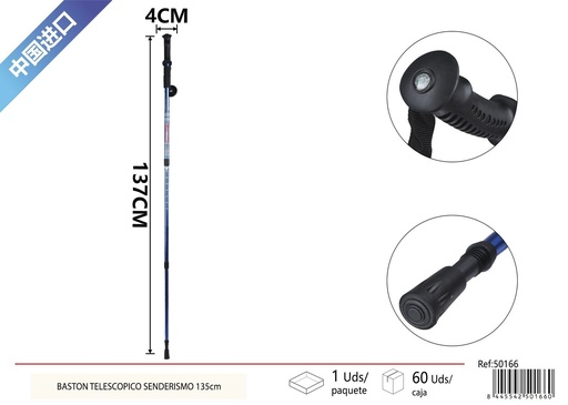 [50166] Bastón telescópico de tres secciones para senderismo de 135 cm - Productos para el cuidado personal