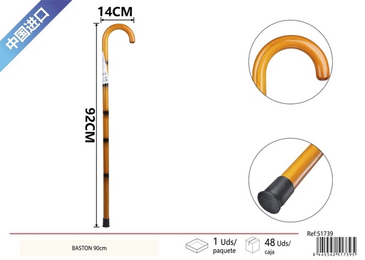 [51739] Bastón 90 cm con diseño curvado - Productos de cuidado personal