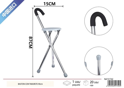 [51742] Bastón 90 cm que incluye taburete - Productos de cuidado personal