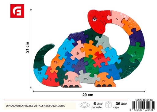 [204692143] Puzzle dinosaurio 26 letras madera - Juguetes de aprendizaje