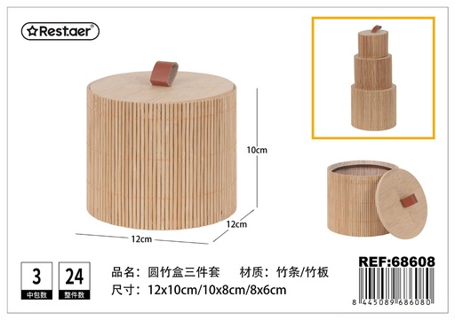 [68608] Caja de bambú - Set de 3 piezas en caja de regalo
